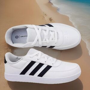 Kids Adidas Breaknet 2.0 K Tennis Shoes White/Black Size 3 NWT Unisex Comfy